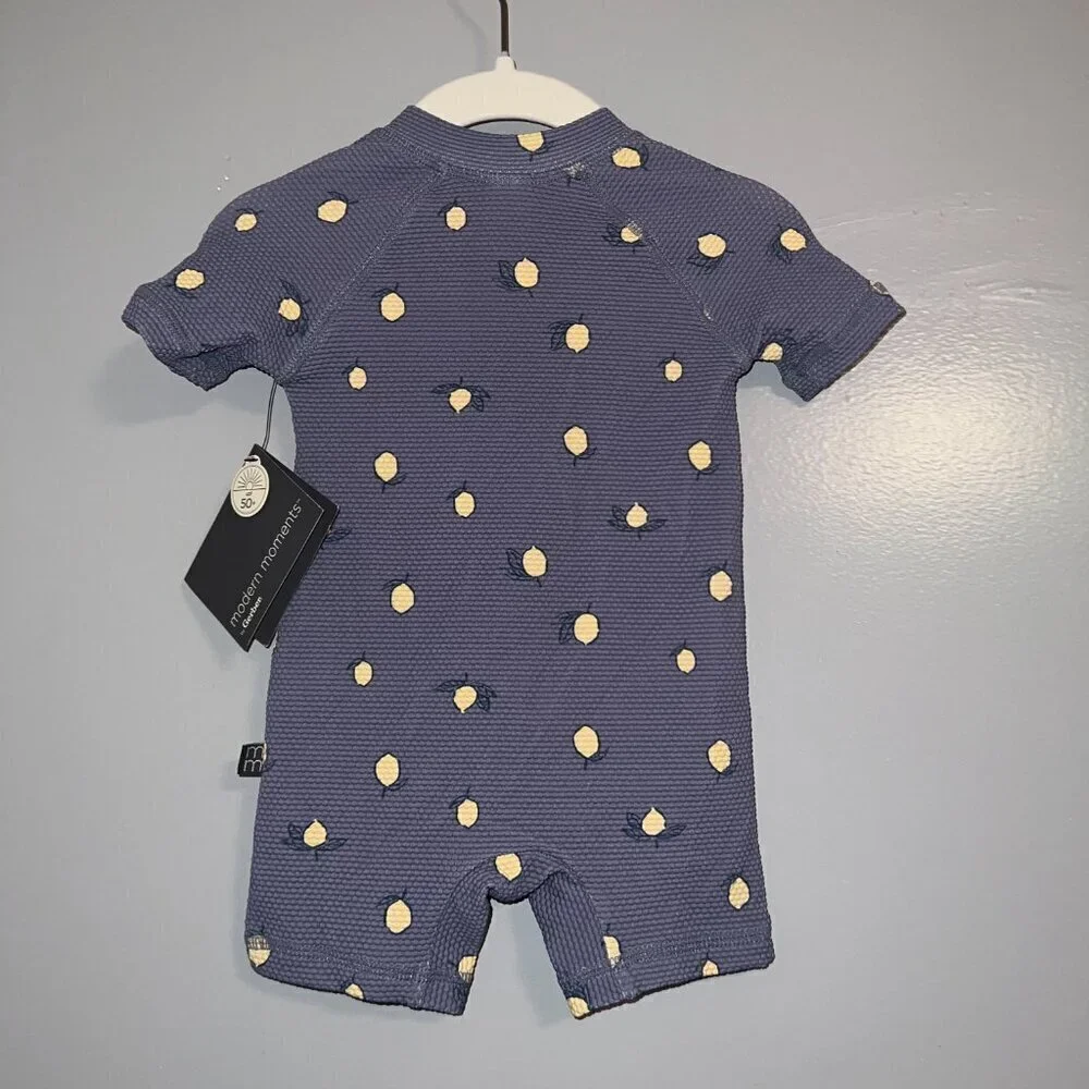NWT Modern Moments by Gerber Baby Rash Guard Swimsuit Blue Lemons Size 3-6M